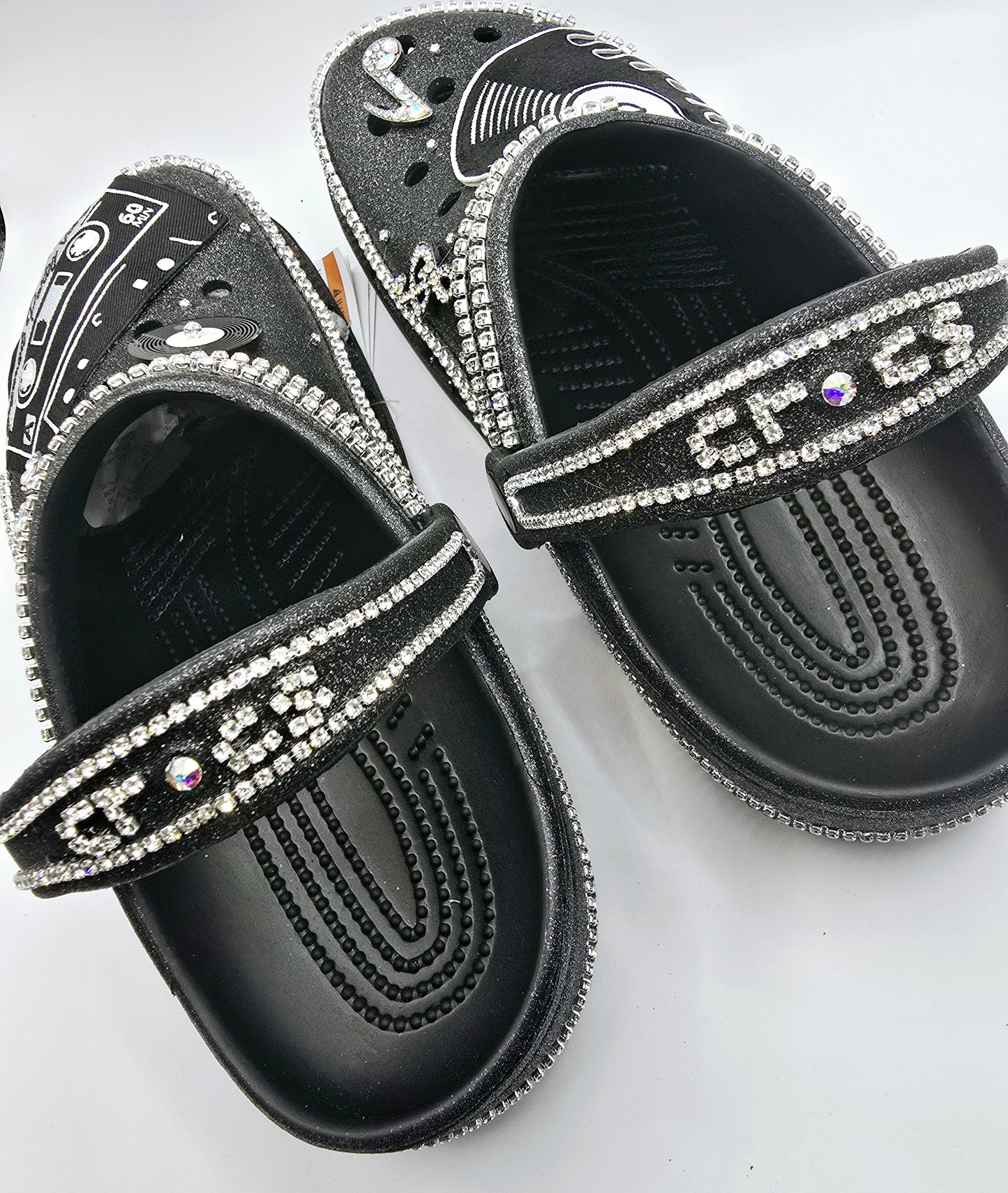 Black Glitter Music Crocs