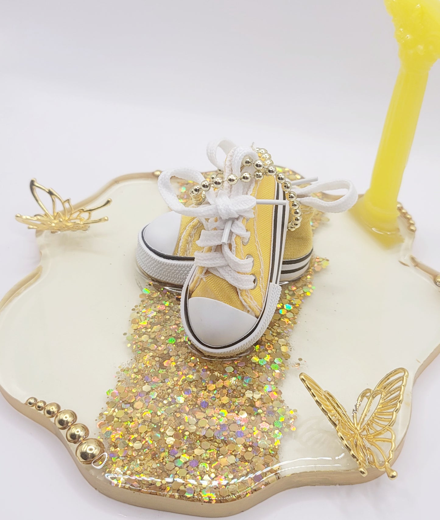 Chucks and Pearls Phone and Tablet Stand- yellow
