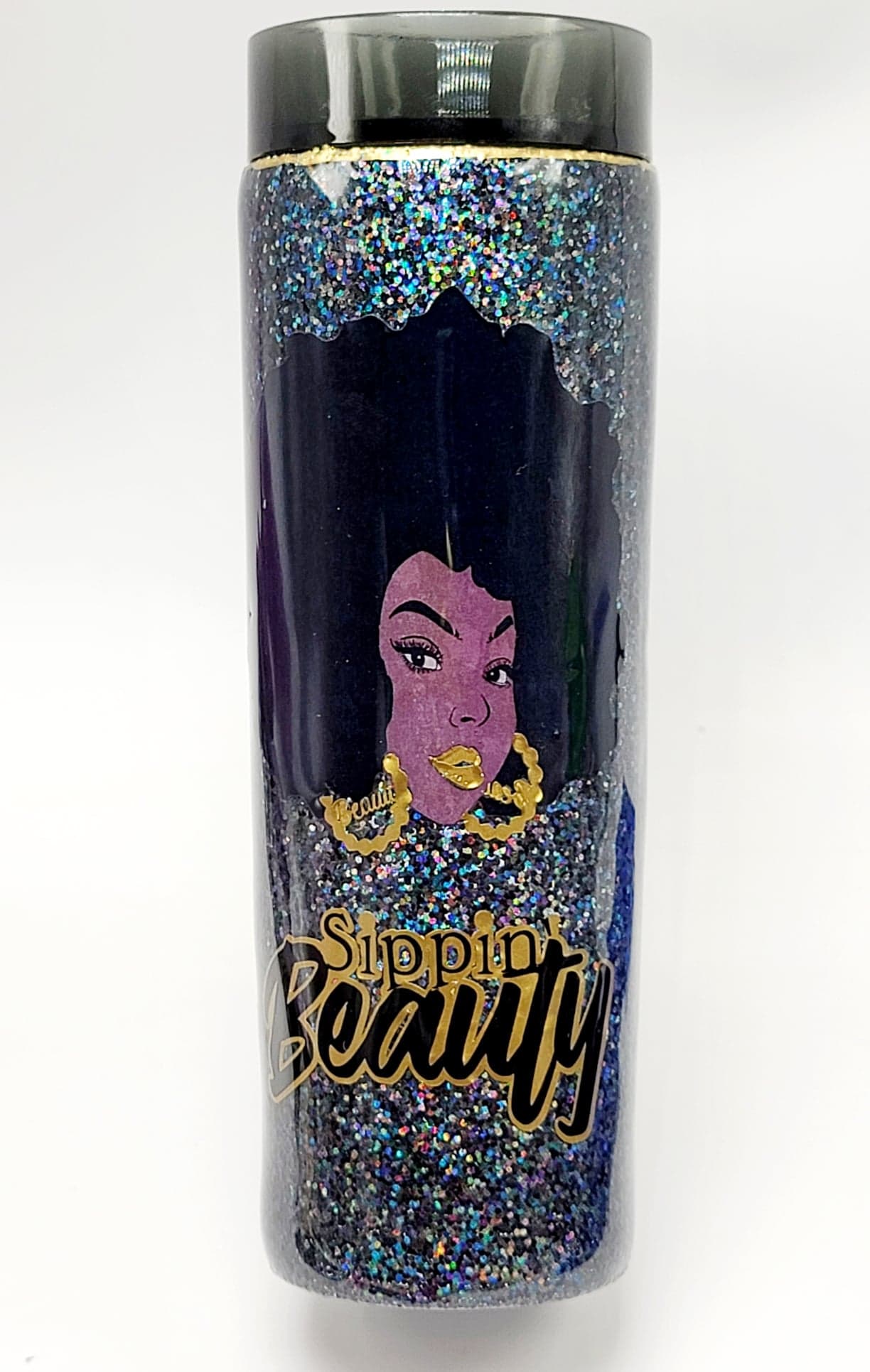 Retro Sippin' Beauty Tumbler - Black