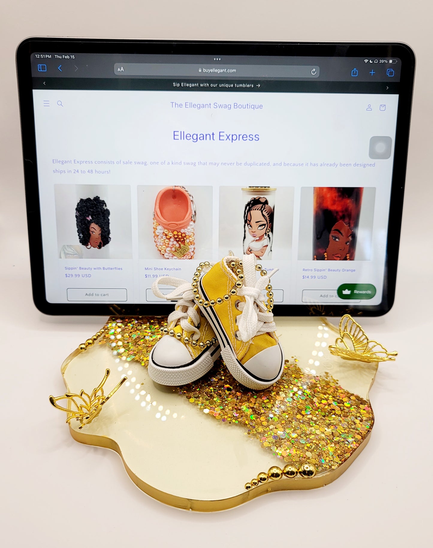 Chucks and Pearls Phone/Tablet Stand-Purple