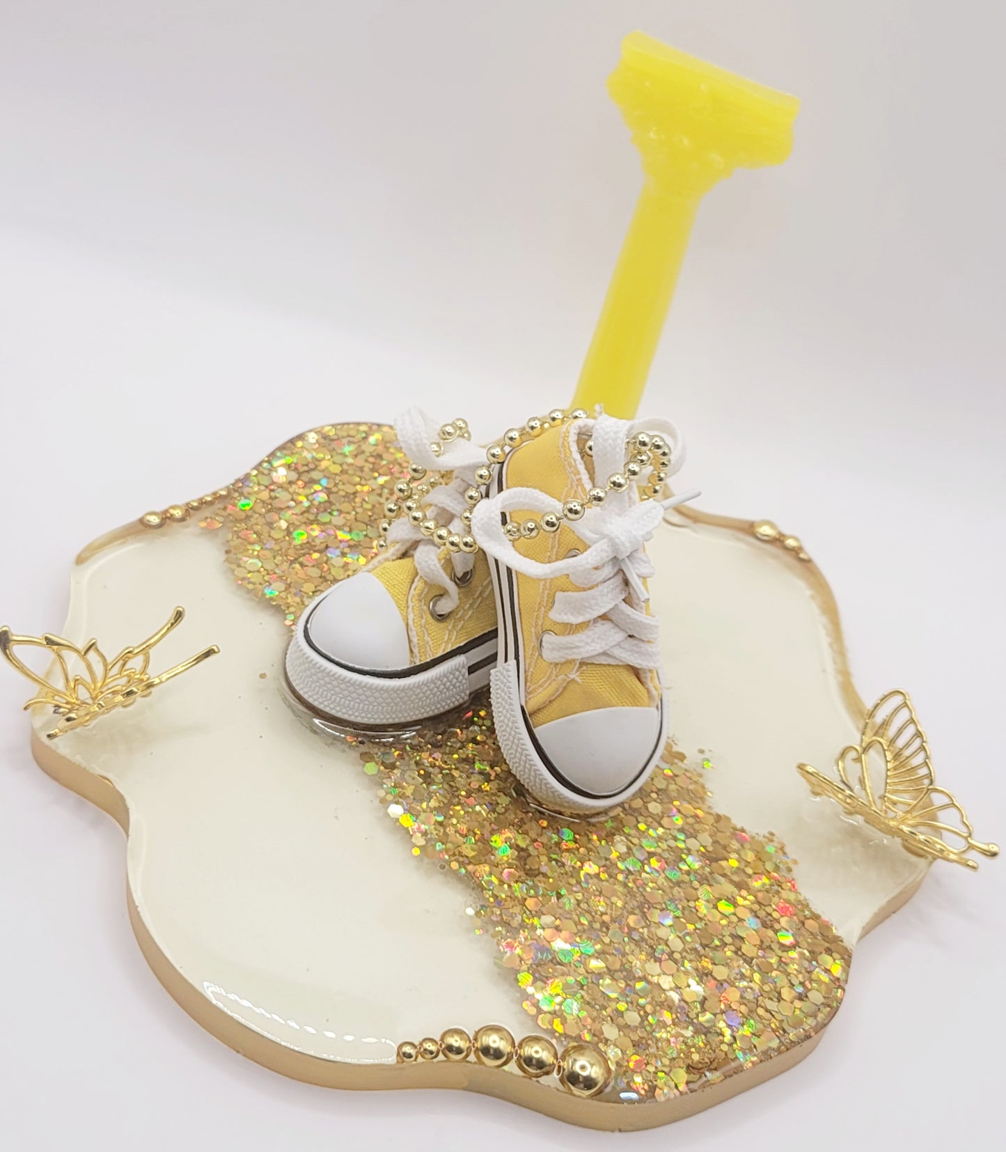 Chucks and Pearls Phone and Tablet Stand- yellow