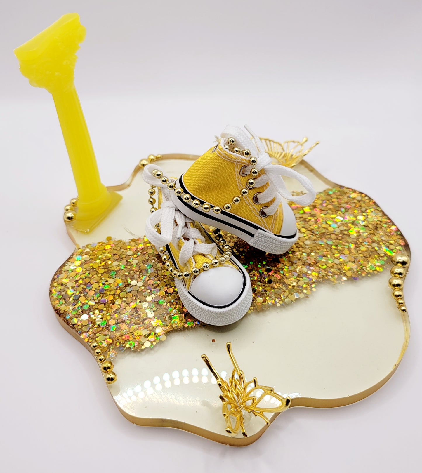 Chucks and Pearls Phone and Tablet Stand- yellow